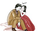 オシャレな線！ブライダルイラスト描きます お写真を元にカップルのイラストデータ作成します イメージ4
