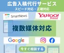 面倒な広告入稿、すべて丸投げで完了します 広告入稿のプロが正確・スピーディーに代行。運用に専念を！ イメージ1