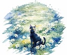 黒猫＋〇〇テーマの水彩風イラストを描きます 可愛らしく、やさしい雰囲気のイラストをお届けします！ イメージ3