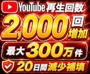 YouTube動画+2,000回再生数増やします 再生回数UP！20日減少補填！最大300万件！ イメージ3