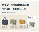 バッグ・小物の新商品を企画書とデザインラフにします ラフ3案から選んで、提案に使える企画書に イメージ1