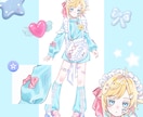 ポップで可愛いイラスト描きます アニメ調の絵でミニキャラから等身キャラまで描きます。 イメージ4