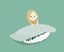 お寿司と自画像のイラスト(アイコン)描きます お好きな食べ物と自分を前面に出した、自分だけのアイコンをˊ˗ イメージ2
