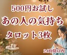 500円/あの人の気持ちを3枚で占います あの人の気持ち、要点だけ短くお届けするお試し版です イメージ1
