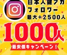 インスタ日本人鍵アカフォロワー1000人増やします 【30日間保証】最安値！最大+2500人増加可能 イメージ1