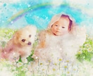 ふんわり優しい❤︎水彩画風似顔絵お作りいたします デジタルデータ納品♡A4サイズプリントプレゼント*ᴗ ᴗ)⁾ イメージ5