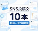 SNS投稿文を10本まとめて作成します 見出し・ハッシュタグ候補付きで納品します イメージ1