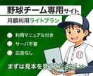 ライトプラン｜野球チームサイトを定額で提供します 初期費用0！月3,000円で野球チーム特化サイト使用できます イメージ1