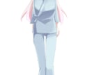 白髪赤目の女の子のイラスト販売します アルビノ風の患者衣少女です。上着は着脱可能。 イメージ2