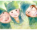 A4サイズ☆優しい水彩画の似顔絵お描きします 簡易額縁付き☆世界でただ一枚のオリジナルオーダー イメージ1