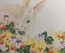 世界で一枚「ペットの似顔絵とお花」をお描きします 写真を元に、水彩でお好きな生き物と植物の絵を描きます。 イメージ2