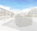 現役建築学生が、温かみのある外観パースを作成します 現役の建築学生（大3）が手書き調の外観パースを作成します イメージ1