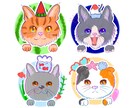 頭に小物を乗せたかわいい動物のアイコンを描きます アップの顔にカラフルな目が映える！明るくかわいく仕上げます。 イメージ8