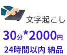 動画・音声ファイルから文字に起こします 30分ごとに2000円、24時間以内に納品可能 イメージ1