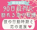 90日以内に訪れる恋の転機と進展を鑑定します 3か月以内の恋の動きと彼の行動のタイミングを読み解きます イメージ1