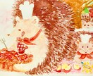 あたたかい水彩タッチのアナログイラストを描きます 手描きのぬくもりを大切に、ほっこりとした動物モチーフ描きます イメージ1