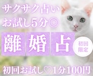 お試し♡サクッと5分！あなたの離婚の迷いを占います 【4月末まで♡初回限定】1分200円→100円｜サクッと前へ イメージ1