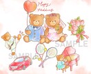 結婚式の動画や配布物に♪　カットイラスト描きます 可愛いイラストでイベントをより華やかに イメージ2