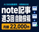 note記事を週3回自動投稿します 1500〜2000字の記事と画像を毎週3本作成し自動投稿 イメージ1
