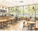 手描き建築内観パース（手書き）制作します 住宅・店舗のインテリアパースをあたたかく魅せる手描き表現 イメージ6