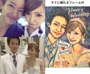 結婚式のテーマにあったお二人の似顔絵を描きます ウェルカムボードや両親への記念品にピッタリの似顔絵を描きます イメージ1