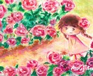 妖精とお花の絵画をクレヨンで描きます 思い出　大切　記念　お花　プレゼント イメージ1