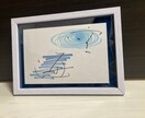 毛筆アート　ポストカードに書いてます 海と空ポストカードサイズの作品です。フレーム付きです。 イメージ1