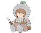 おすわり着ぐるみミニキャラお描きします 配信・ブログ・SNSアイコンに｜商用利用OK イメージ3