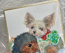 ペットの似顔絵を水彩で描きます 小さな色紙に、家族との優しい思い出を残します。 イメージ2