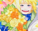 SNSのアイコンなど描きます 手描きだからこそ伝わる温もり。推しキャラを一枚のイラストに。 イメージ3