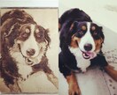 革に電熱ペンで犬の似顔絵(リアル画)描きます 牛革に電熱ペンで焼きつけながらセピアの陰影で絵を描きます。 イメージ2