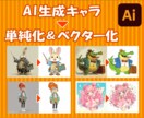 生成AIキャラクターを単純化＆ベクター化します 画像のサイズを自由に変えることができる。汎用性が高まる。 イメージ1