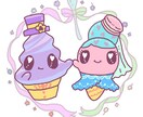 お2人のストーリーをウェディングイラストにします お二人をスイーツモチーフのゆるかわキャライラストにします♡ イメージ2
