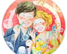 円形の似顔絵/全て額付き！やさしいタッチで描ます 心を込めて円形の似顔絵をお描きします。 イメージ1