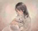 飼い主様とペットのイラストを制作します 飼い主様とペットのほんわかアートとメッセージ イメージ2