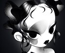 キュートでダークな白黒イラスト描きます 他にはない作風で目を引くイラストを制作します イメージ4