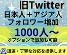 Twitter日本人+アジア人フォロワー増加します 減少率低め！30日減少保証付き！1000人増加確実！！ イメージ1