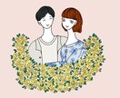 オシャレなご家族、友人の似顔絵(花入り！)描きます お一人様でもOK!愛犬や愛猫などペットも！商用利用別途相談 イメージ4