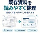既存資料の構成とデザインを読みやすく整えます 伝えたい内容を残して読みやすく改善します イメージ1