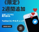 購入者限定！2週間Twitterコンサル追加します 一回だけです。通常の1ヶ月コンサルの40％オフ！！ イメージ1