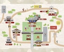 手書き風イラスト地図（観光or英語MAP）描きます 民泊や駅周辺の便利なお店や施設の情報を、イラストで描きます イメージ2