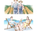 水彩画風の人物カットイラストを制作いたします WEBや印刷物に使用する挿絵や似顔絵など イメージ4