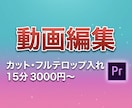 動画編集！フルテロップ、カット承ります 15分3000円で作成いたします。 イメージ1