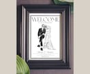 結婚式のウェルカムボードイラスト作成します \オシャレ花嫁に人気/シンプルで上品な似顔絵線画イラスト イメージ5