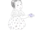 シンプルかわいい赤ちゃんの似顔絵を描きます ファーストカットアートや日々の思い出に…ポストカードサイズ イメージ1