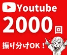 Youtube再生回数2000回向上します ㊗ココナラ進出！期間限定の記念価格です。振り分けOK！ イメージ1