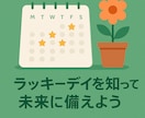 あなたのラッキーデイと注意日を占います お好きな月を指定！追加で1日だけ知りたい日を指定もOK！ イメージ7