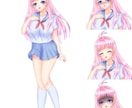 キャラクター立ち絵一枚+表情差分４枚まで描きます ゲームや動画に使えるオリジナルの立ち絵を描きますよ！ イメージ1