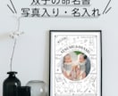 双子の写真入り命名書ポスター作ります 2人の出生データを一枚の記念ポスターに（White) イメージ1