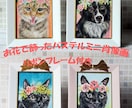 お花で飾った愛猫ちゃんのミニ肖像画を手描きします パステルの温かいタッチで可愛らしく♡リボンフレーム付きです♫ イメージ1
